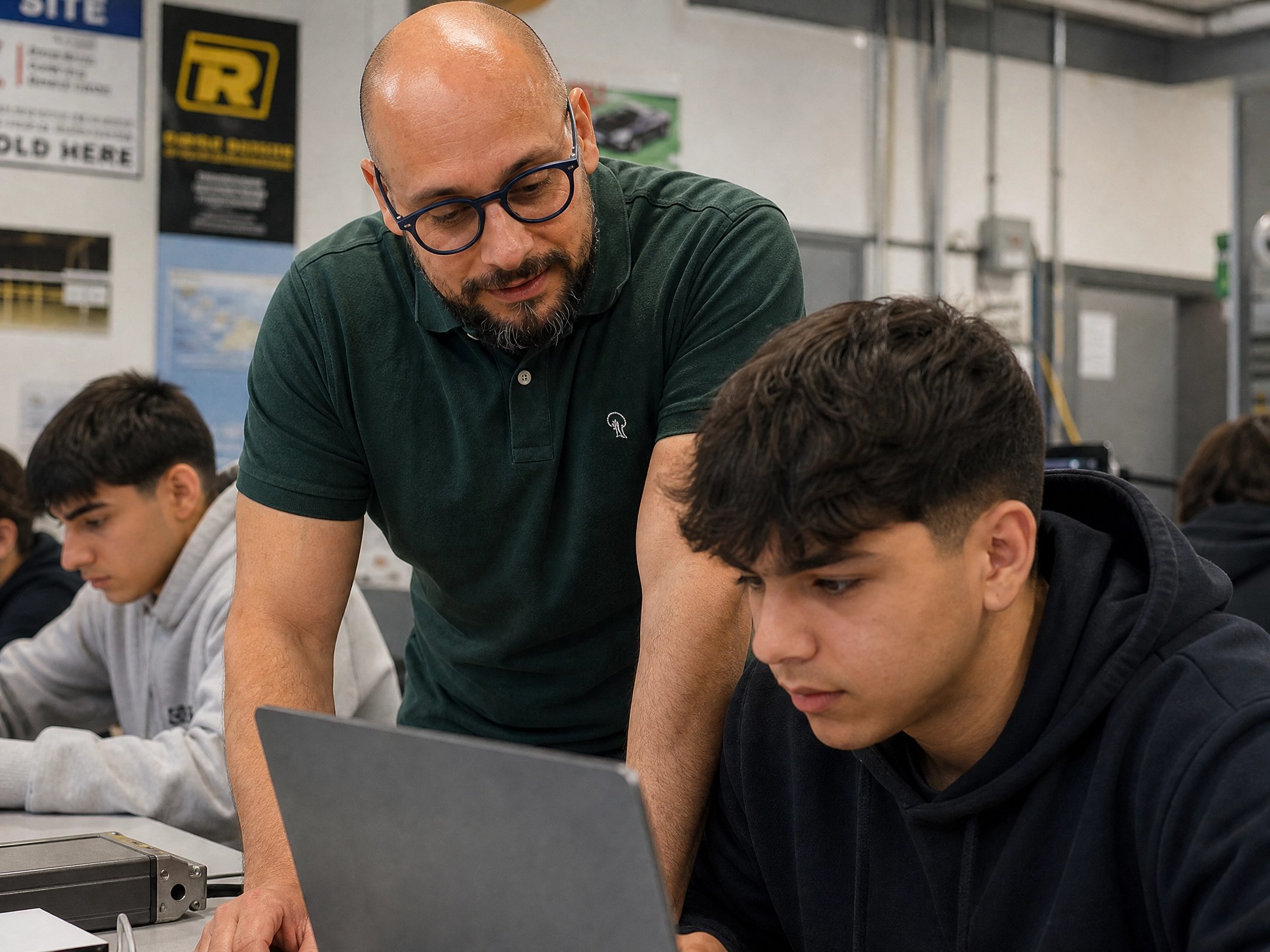 Juan Peco en trabajo práctico de taller de FP